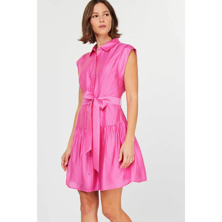 Sleeveless Tie Front Shirt Dress pink front | MILK MONEY milkmoney.co | cute clothes for women. womens online clothing. trendy online clothing stores. womens casual clothing online. trendy clothes online. trendy women's clothing online. ladies online clothing stores. trendy women's clothing stores. cute female clothes.
