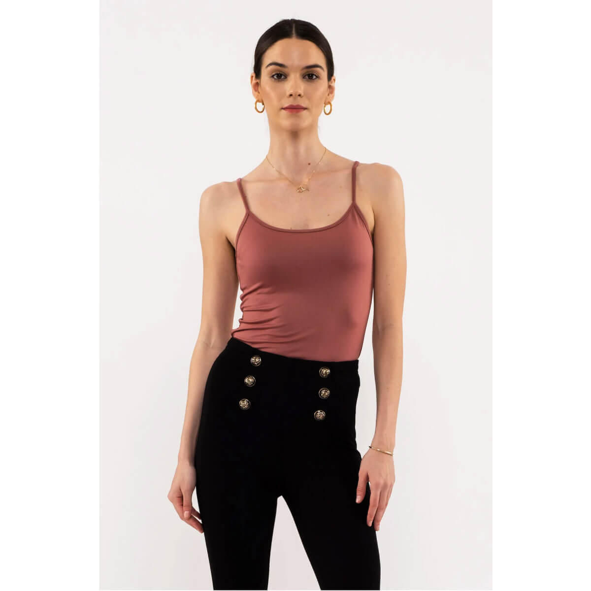Solid Essential Cami dusty mauve front | MILK MONEY milkmoney.co | cute clothes for women. womens online clothing. trendy online clothing stores. womens casual clothing online. trendy clothes online. trendy women's clothing online. ladies online clothing stores. trendy women's clothing stores. cute female clothes.