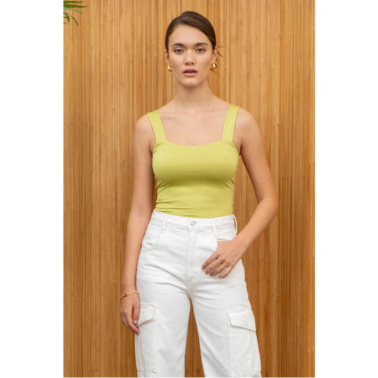 Solid Square Neck Tank Top kiwi front | MILK MONEY milkmoney.co | cute tops for women. trendy tops for women. cute blouses for women. stylish tops for women. pretty womens tops. 