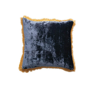 Square Velvet and Fringe Pillow  navy gold | MILK MONEY milkmoney.co | 	Home decor online, Modern home decor, Luxury home furnishings, Best home decor, Home accessories for sale, Living room furniture sets, Kitchen decor ideas, Wall art for home, Bathroom accessories, Vintage home decor, Minimalist home decor
