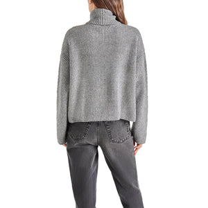 Steve Madden Astro Sequin Turtle Neck Sweater grey back | MILK MONEY milkmoney.co | cute sweaters for women, cute knit sweaters, cute pullover sweaters