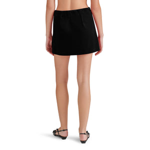 Steve Madden Cindi Stretch Velvet Mini Skort black back | MILK MONEY milkmoney.co | cute clothes for women. womens online clothing. trendy online clothing stores. womens casual clothing online. trendy clothes online. trendy women's clothing online. ladies online clothing stores. trendy women's clothing stores. cute female clothes.
