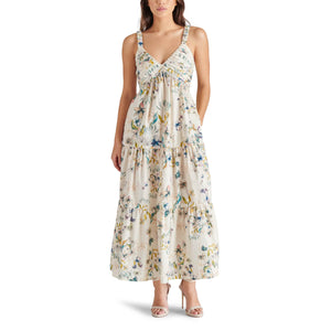 Steve Madden Eliora Floral Tiered Cotton Sundress white front | MILK MONEY milkmoney.co | cute clothes for women. womens online clothing. trendy online clothing stores. womens casual clothing online. trendy clothes online. trendy women's clothing online. ladies online clothing stores. trendy women's clothing stores. cute female clothes.