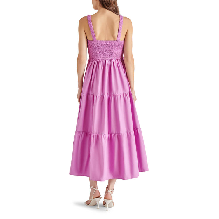 Steve Madden Eliora Tiered Cotton Sundress berry back | MILK MONEY milkmoney.co | cute clothes for women. womens online clothing. trendy online clothing stores. womens casual clothing online. trendy clothes online. trendy women's clothing online. ladies online clothing stores. trendy women's clothing stores. cute female clothes.