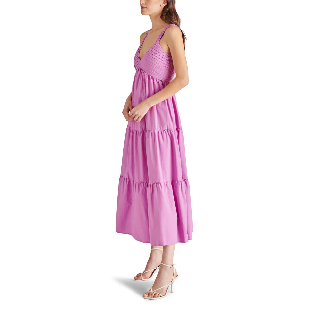 Steve Madden Eliora Tiered Cotton Sundress berry side | MILK MONEY milkmoney.co | cute clothes for women. womens online clothing. trendy online clothing stores. womens casual clothing online. trendy clothes online. trendy women's clothing online. ladies online clothing stores. trendy women's clothing stores. cute female clothes.