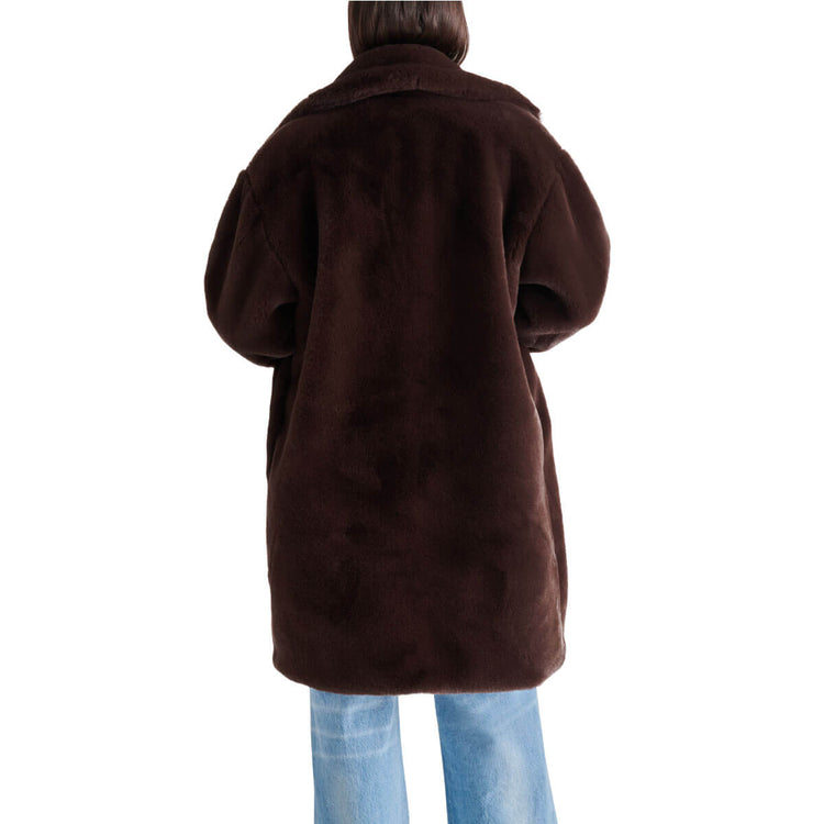 Steve Madden Emery Faux Fur Coat dark brown back | MILK MONEY milkmoney.co | cute jackets for women. cute coats. cool jackets for women. stylish jackets for women. trendy jackets for women. trendy womens coats.