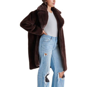 Steve Madden Emery Faux Fur Coat dark brown side | MILK MONEY milkmoney.co | cute jackets for women. cute coats. cool jackets for women. stylish jackets for women. trendy jackets for women. trendy womens coats.