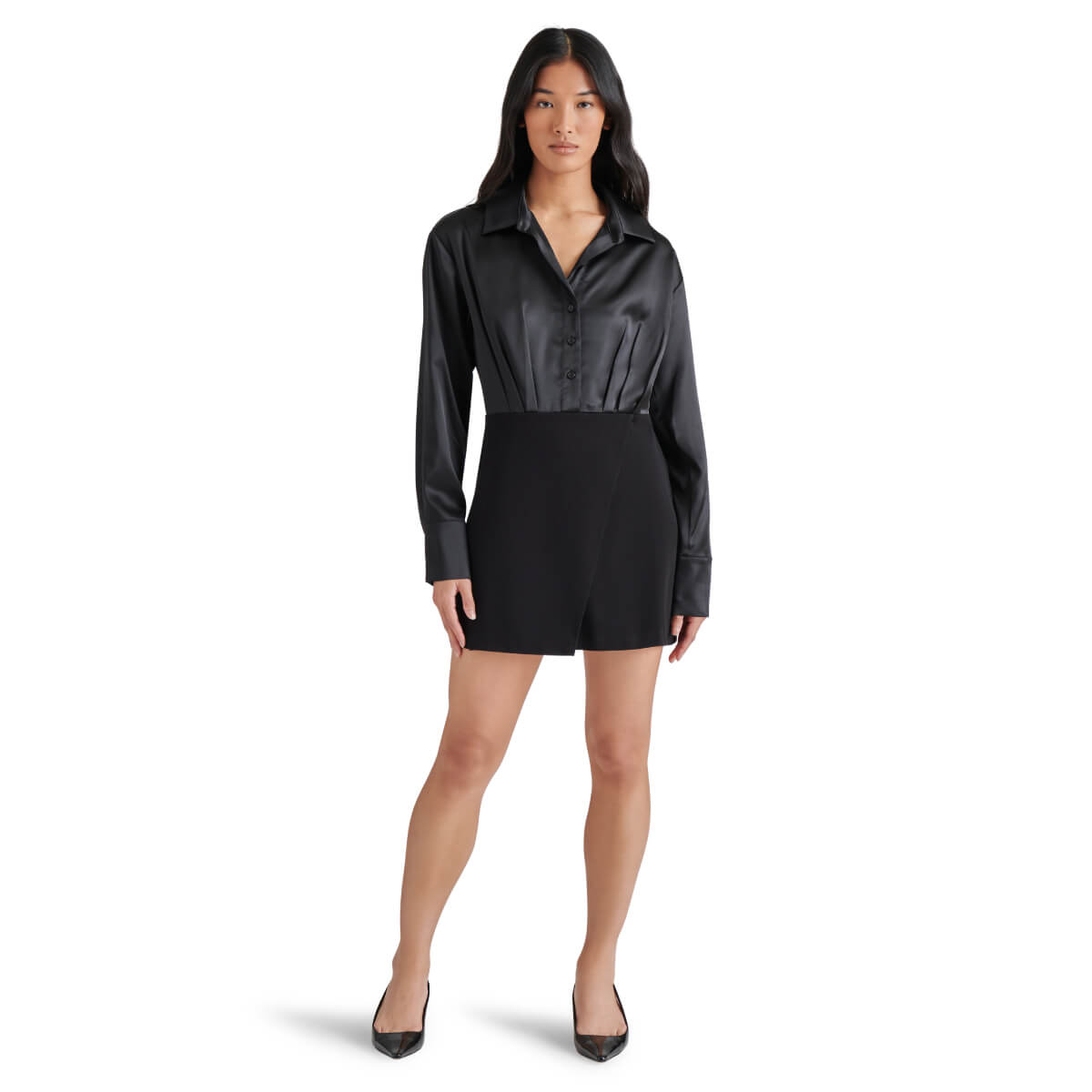 Steve Madden Enzo Mini Dress  black front | MILK MONEY milkmoney.co | cute clothes for women. womens online clothing. trendy online clothing stores. womens casual clothing online. trendy clothes online. trendy women's clothing online. ladies online clothing stores. trendy women's clothing stores. cute female clothes.
