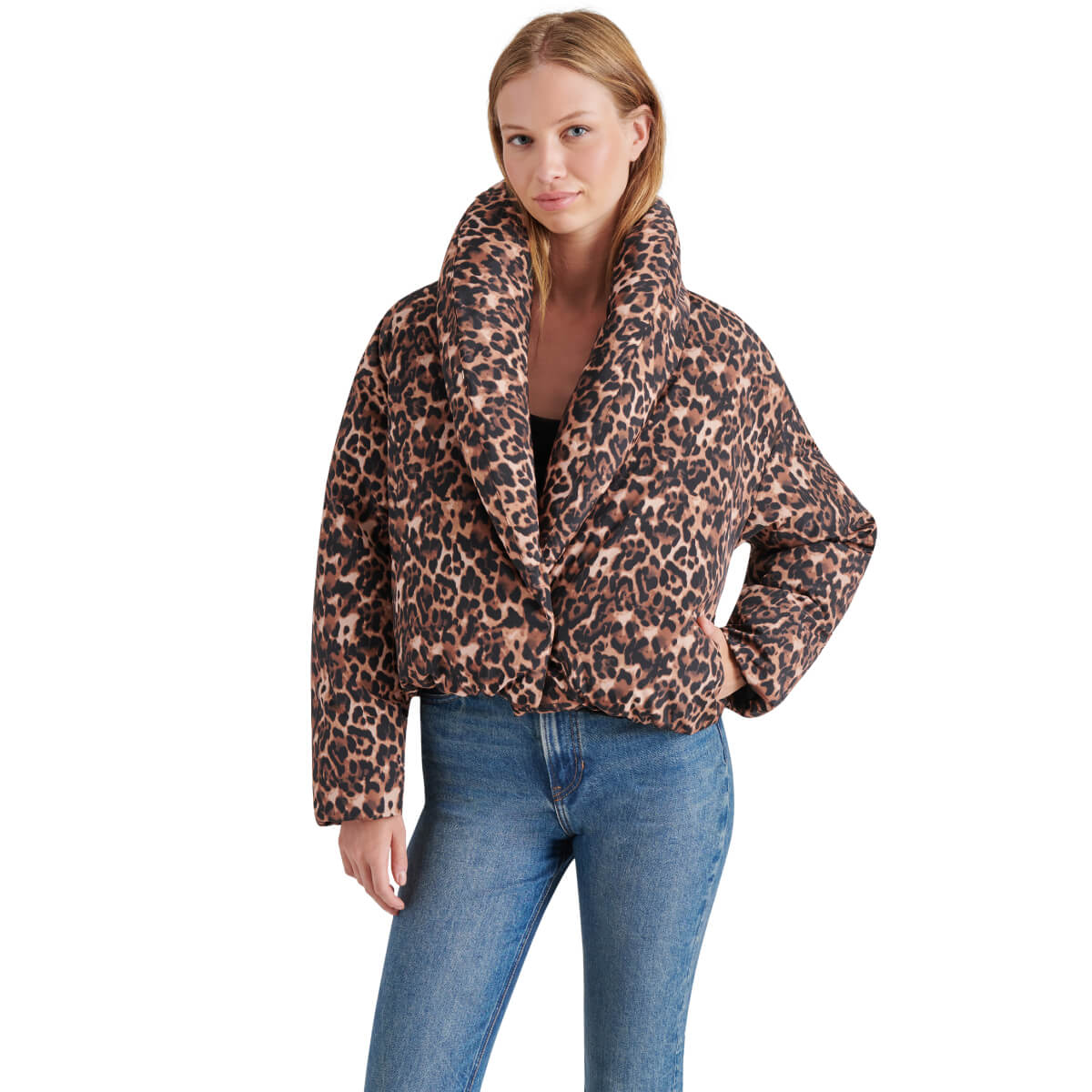 Steve Madden Evy Leopard Coat  front | MILK MONEY milkmoney.co | cute jackets for women. cute coats. cool jackets for women. stylish jackets for women. trendy jackets for women. trendy womens coats.
