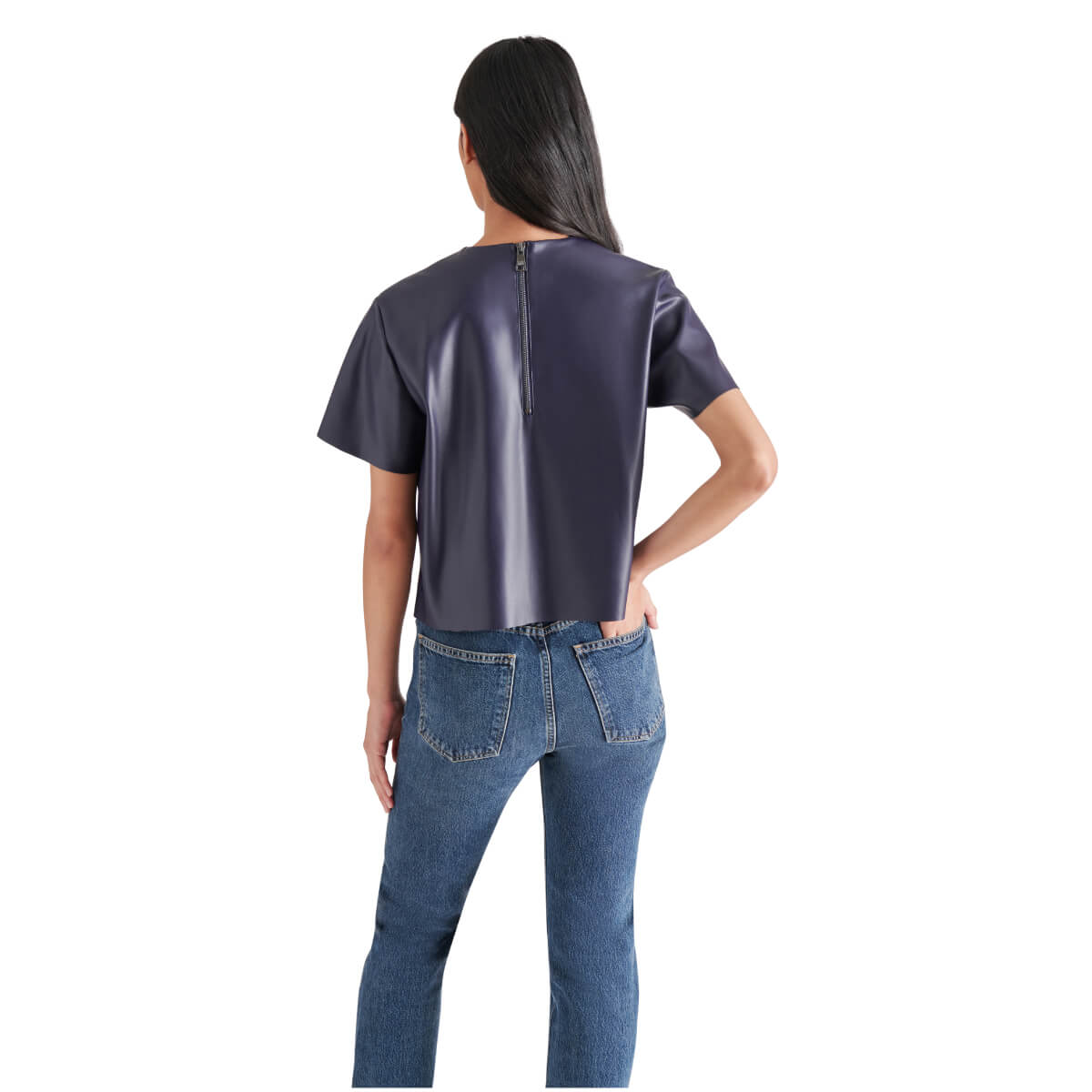 Steve Madden Ezra Faux Leather Top marine back | MILK MONEY milkmoney.co | cute tops for women. trendy tops for women. cute blouses for women. stylish tops for women. pretty womens tops. 
