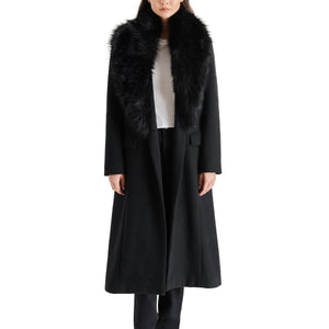 Steve Madden Faux Fur Collar Prince Coat black front | MILK MONEY milkmoney.co | cute jackets for women. cute coats. cool jackets for women. stylish jackets for women. trendy jackets for women. trendy womens coats.