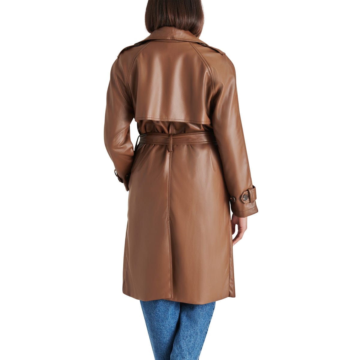 Steve Madden Ilia Trench Coat brown back | MILK MONEY milkmoney.co | cute jackets for women. cute coats. cool jackets for women. stylish jackets for women. trendy jackets for women. trendy womens coats.