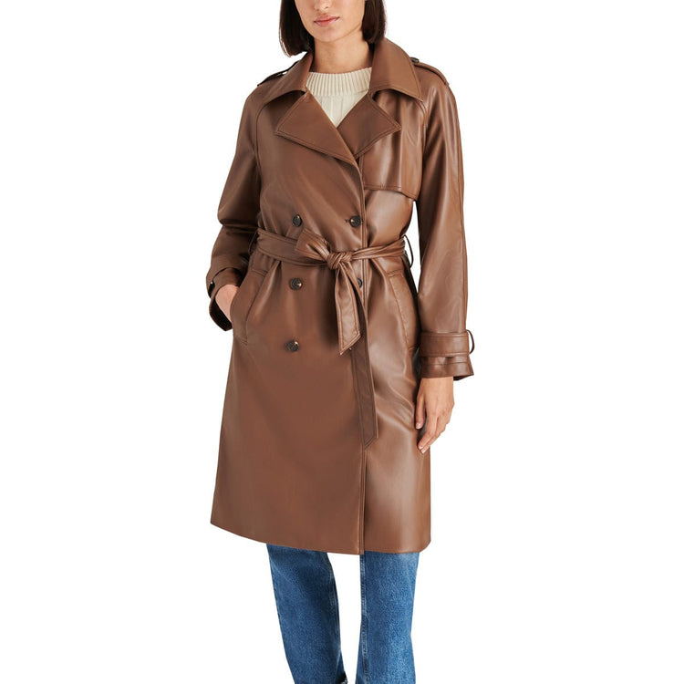 Steve Madden Ilia Trench Coat brown front | MILK MONEY milkmoney.co | cute jackets for women. cute coats. cool jackets for women. stylish jackets for women. trendy jackets for women. trendy womens coats.