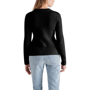 Steve Madden Illiana Open Stitch Cardigan  black back | MILK MONEY milkmoney.co | cute tops for women. trendy tops for women. cute blouses for women. stylish tops for women. pretty womens tops. 
