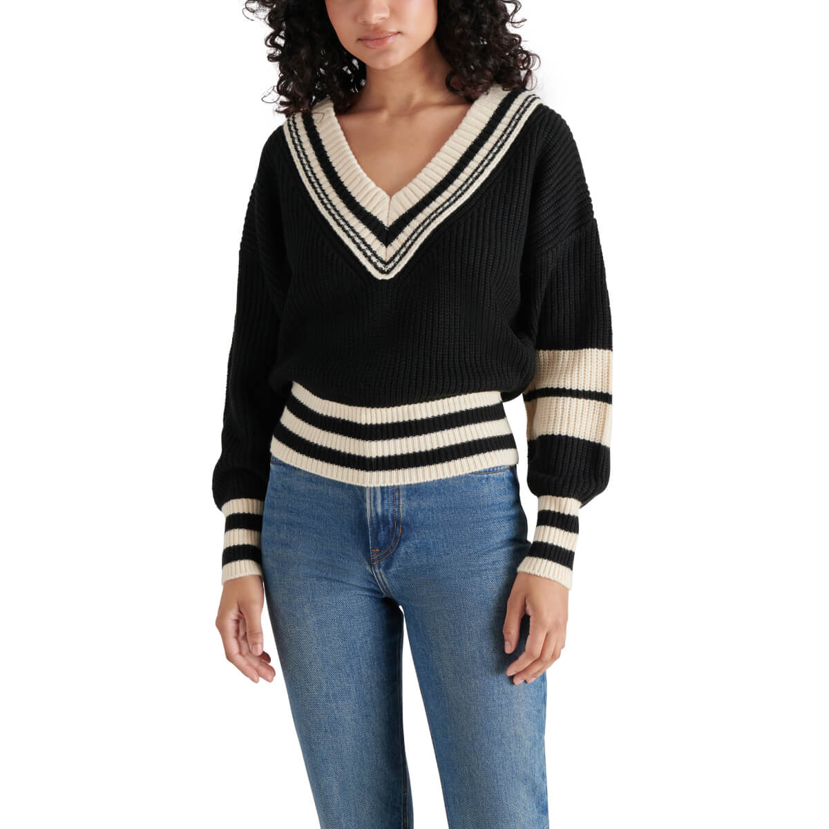 Steve Madden Jen Sweater black front | MILK MONEY milkmoney.co | cute tops for women. trendy tops for women. cute blouses for women. stylish tops for women. pretty womens tops. 
