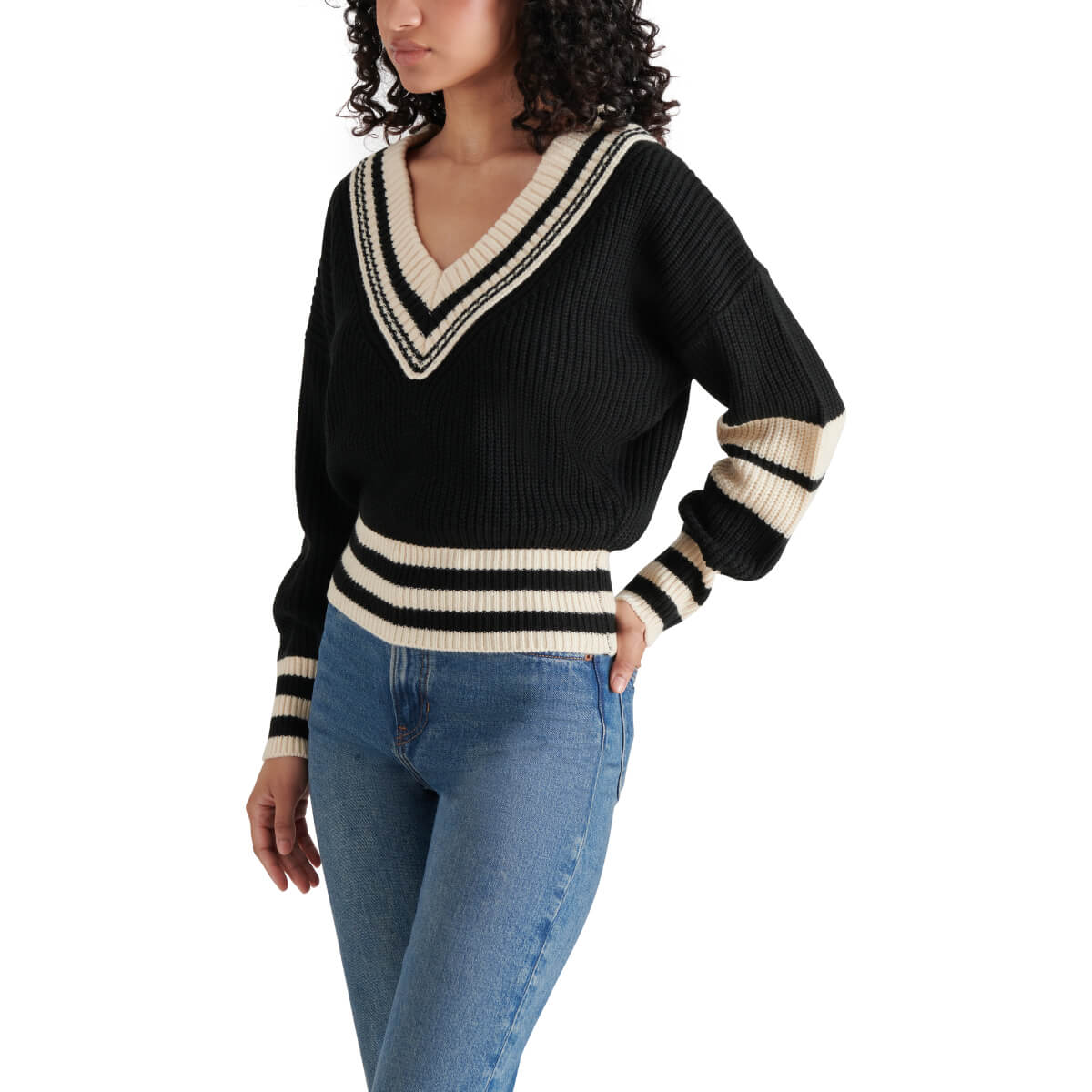 Steve Madden Jen Sweater black front | MILK MONEY milkmoney.co | cute tops for women. trendy tops for women. cute blouses for women. stylish tops for women. pretty womens tops. 
