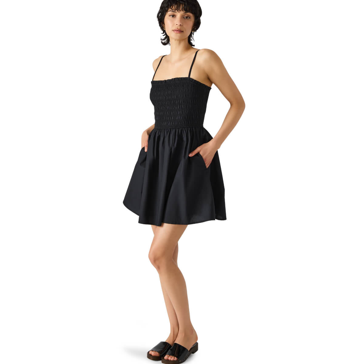 Steve Madden Lotty Smocked Fit & Flare Minidress black | MILK MONEY milkmoney.co | cute clothes for women. womens online clothing. trendy online clothing stores. womens casual clothing online. trendy clothes online. trendy women's clothing online. ladies online clothing stores. trendy women's clothing stores. cute female clothes.
