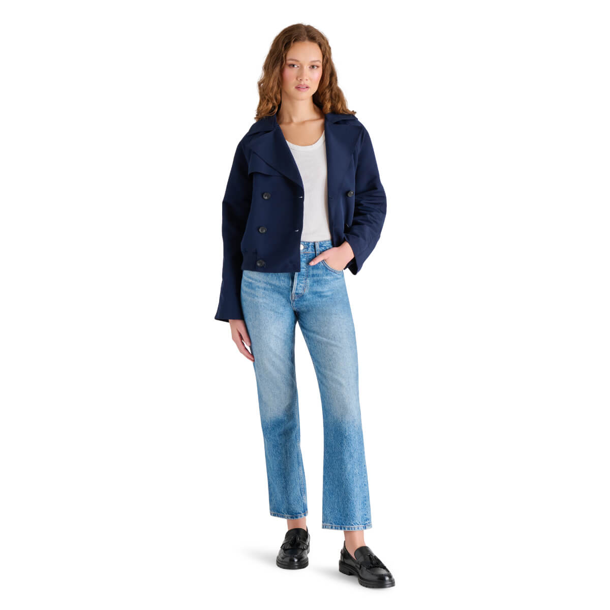 Steve Madden Marvis Jacket  blue front | MILK MONEY milkmoney.co | cute jackets for women. cute coats. cool jackets for women. stylish jackets for women. trendy jackets for women. trendy womens coats.
