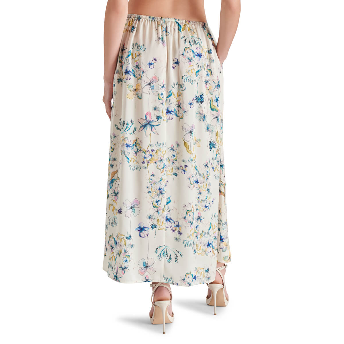 Steve Madden Noemi Floral Print Maxi Skirt white back | MILK MONEY milkmoney.co | cute clothes for women. womens online clothing. trendy online clothing stores. womens casual clothing online. trendy clothes online. trendy women's clothing online. ladies online clothing stores. trendy women's clothing stores. cute female clothes.