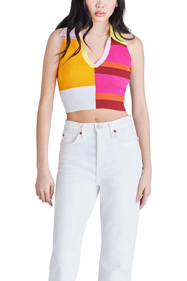 Steve Madden Paige Ribbed Crop Top multi front | MILK MONEY milkmoney.co | cute tops for women. trendy tops for women. cute blouses for women. stylish tops for women. pretty womens tops. 