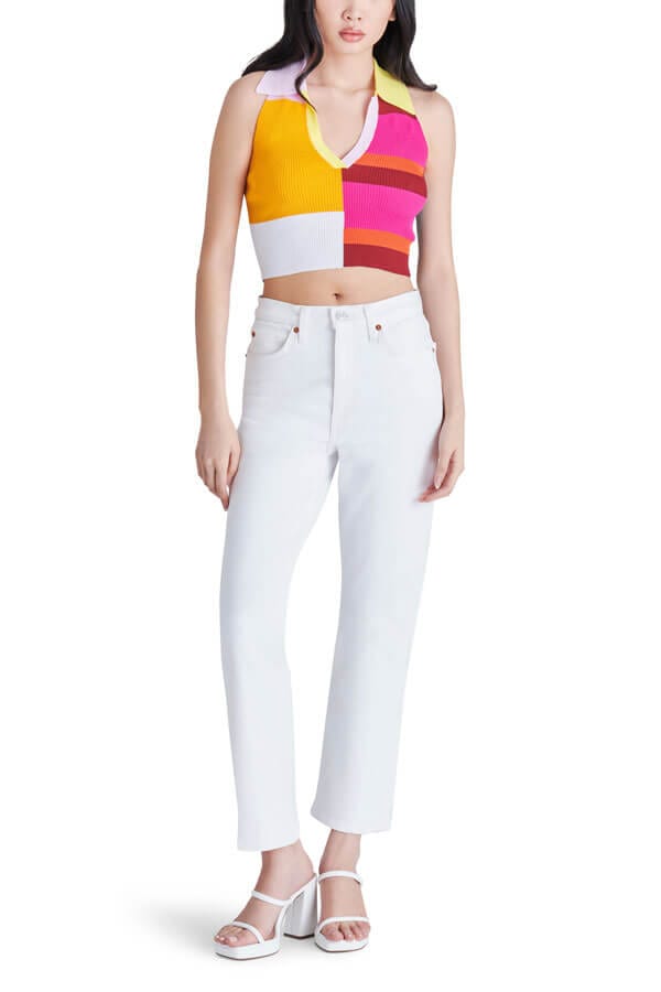 Steve Madden Paige Ribbed Crop Top multi front | MILK MONEY milkmoney.co | cute tops for women. trendy tops for women. cute blouses for women. stylish tops for women. pretty womens tops.