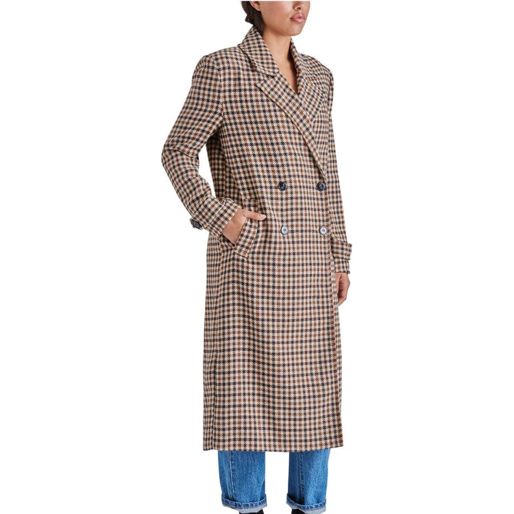Steve Madden Prince Double Breasted Long Coat grey front | MILK MONEY milkmoney.co | cute jackets for women, cute coats. cool jackets for women, stylish jackets for women, trendy jackets for women, trendy womens coats.