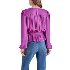 Steve Madden Pyper Ruffle Hem Blouse purple back| MILK MONEY milkmoney.co | cute tops for women. trendy tops for women. cute blouses for women. stylish tops for women. pretty womens tops.