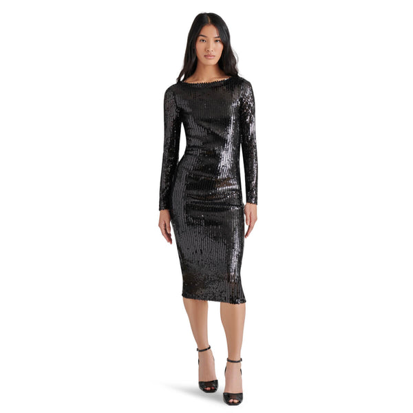 Steve Madden Ronan Sequin Long Sleeve Midi Dress, Medium