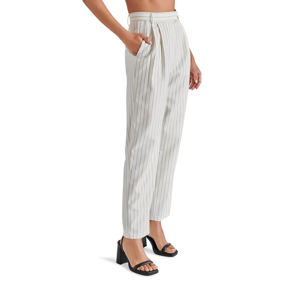 Steve Madden Rumi Pinstripe Pants white side | MILK MONEY milkmoney.co | cute pants for women. cute trendy pants.