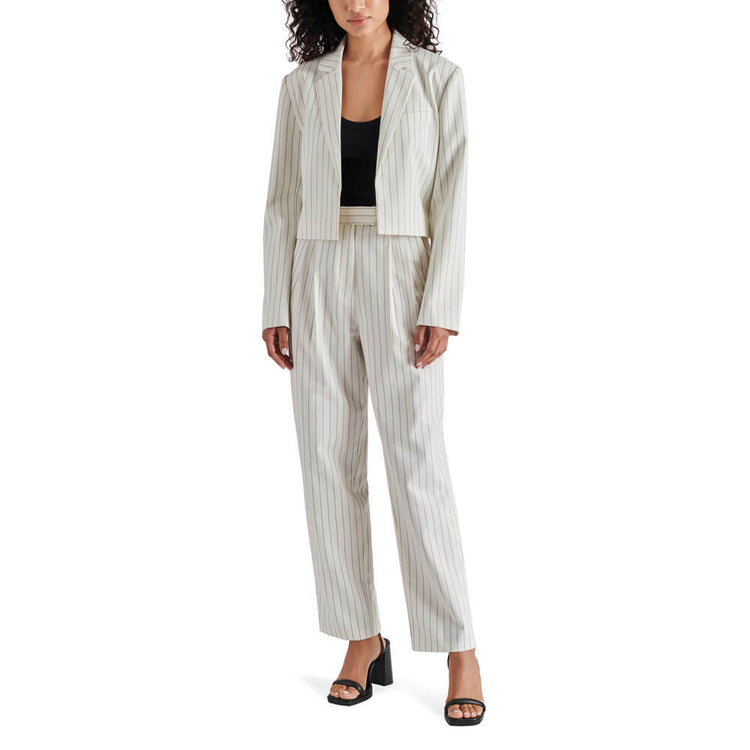 Steve Madden Rumi Pinstripe Pants white front | MILK MONEY milkmoney.co | cute pants for women. cute trendy pants.