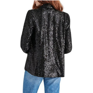 Steve Madden Sequin Payton Blazer black back | MILK MONEY milkmoney.co | cute jackets for women. cute coats. cool jackets for women. stylish jackets for women. trendy jackets for women. trendy womens coats.
