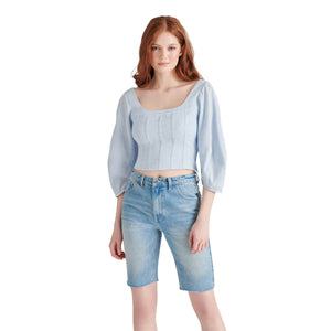 Steve Madden Shy Top  blue front | MILK MONEY milkmoney.co | cute tops for women. trendy tops for women. cute blouses for women. stylish tops for women. pretty womens tops. 
