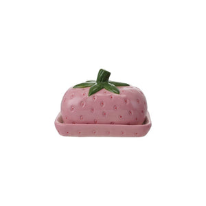 Strawberry Shaped Ceramic Butter Dish pink front | MILK MONEY milkmoney.co | 	Home decor online, Modern home decor, Luxury home furnishings, Best home decor, Home accessories for sale, Living room furniture sets, Kitchen decor ideas, Wall art for home, Bathroom accessories, Vintage home decor, Minimalist home decor
