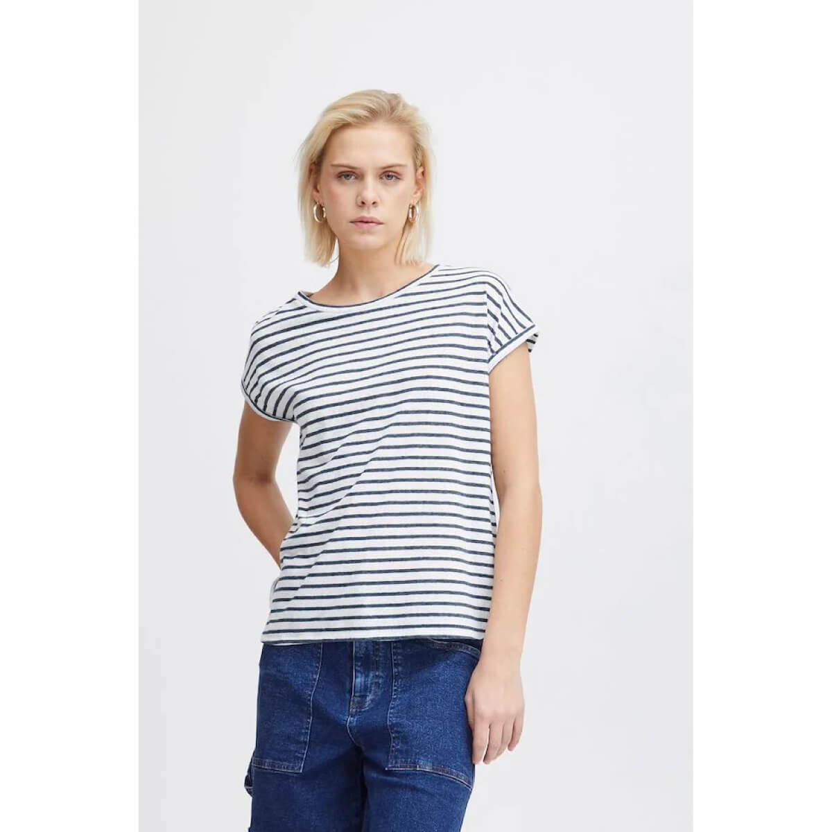 Striped Cap Sleeve T-Shirt black front | MILK MONEY milkmoney.co | cute tops for women. trendy tops for women. cute blouses for women. stylish tops for women. pretty womens tops. 
