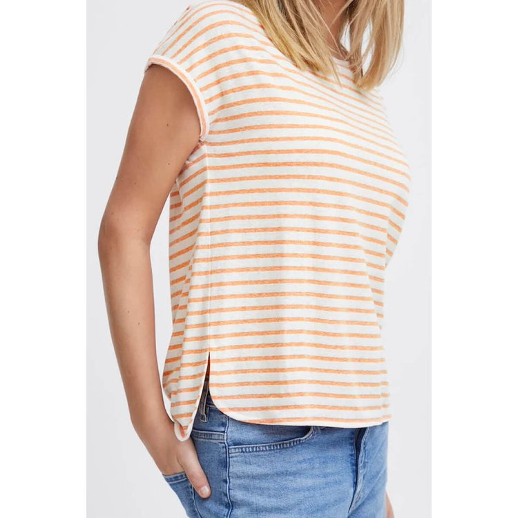 Striped Cap Sleeve T-Shirt orange front | MILK MONEY milkmoney.co | cute tops for women. trendy tops for women. cute blouses for women. stylish tops for women. pretty womens tops.
