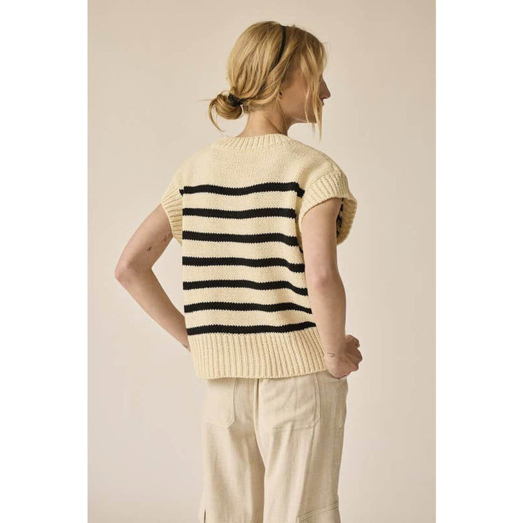 Striped Knit Sweater Vest cream back | MILK MONEY milkmoney.co | cute clothes for women. womens online clothing. trendy online clothing stores. womens casual clothing online. trendy clothes online. trendy women's clothing online. ladies online clothing stores. trendy women's clothing stores. cute female clothes.