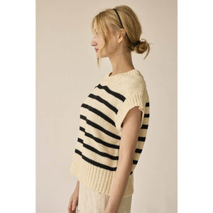 Striped Knit Sweater Vest cream side | MILK MONEY milkmoney.co | cute clothes for women. womens online clothing. trendy online clothing stores. womens casual clothing online. trendy clothes online. trendy women's clothing online. ladies online clothing stores. trendy women's clothing stores. cute female clothes.