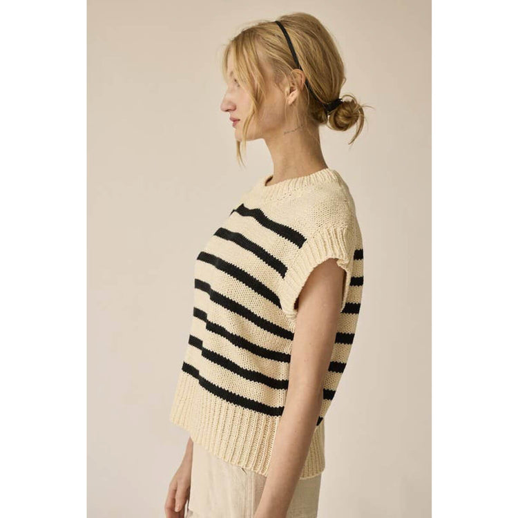 Striped Knit Sweater Vest cream side | MILK MONEY milkmoney.co | cute clothes for women. womens online clothing. trendy online clothing stores. womens casual clothing online. trendy clothes online. trendy women's clothing online. ladies online clothing stores. trendy women's clothing stores. cute female clothes.