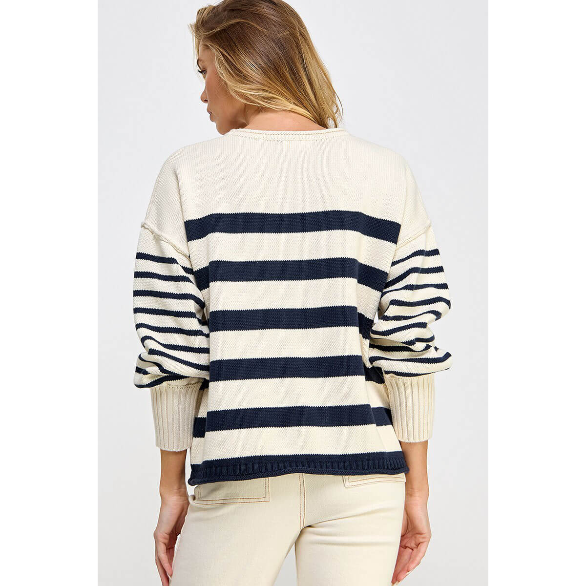 Striped Pullover Sweater white back | MILK MONEY milkmoney.co | cute sweaters for women, cute knit sweaters, cute pullover sweaters