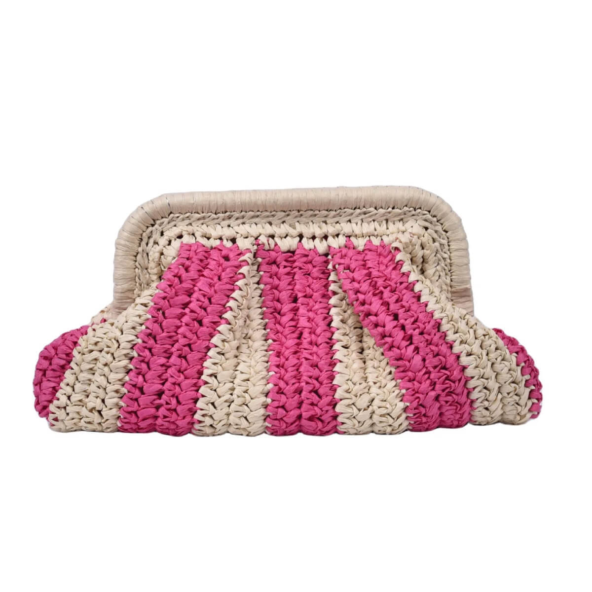Striped Raffia Clutch Bag pink front | MILK MONEY milkmoney.co | women's accessories. cute accessories. trendy accessories. cute accessories for girls. ladies accessories. women's fashion accessories.