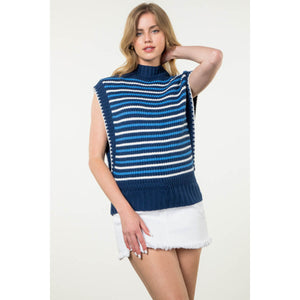 Striped Sleeveless Sweater blue front | MILK MONEY milkmoney.co | cute tops for women. trendy tops for women. cute blouses for women. stylish tops for women. pretty womens tops. 