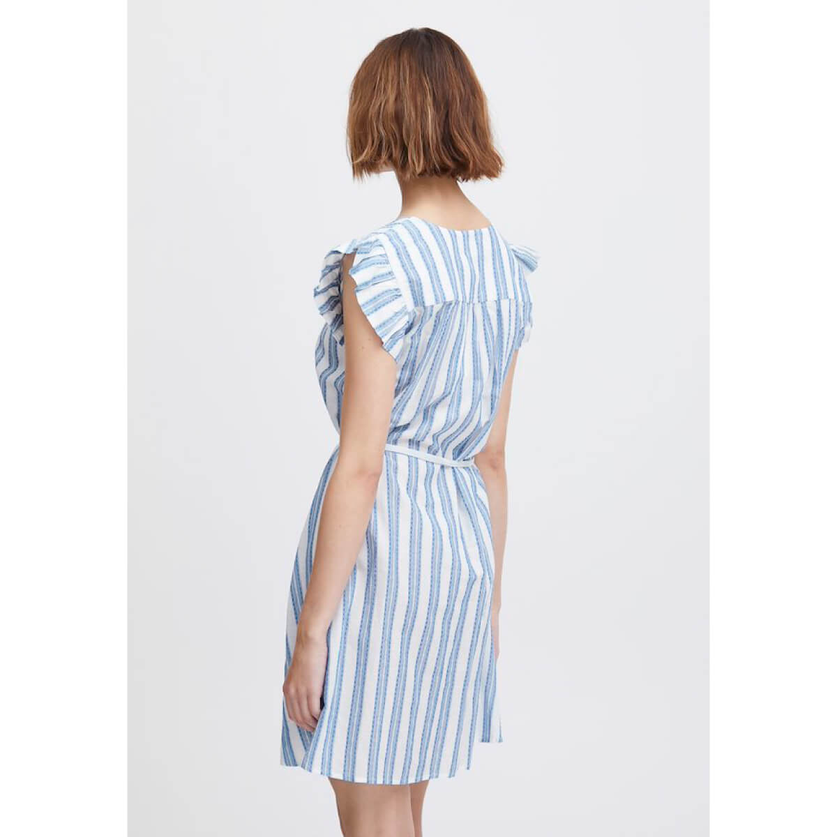 Striped Summer Flutter Sleeve Mini Dress white back | MILK MONEY milkmoney.co | cute clothes for women. womens online clothing. trendy online clothing stores. womens casual clothing online. trendy clothes online. trendy women's clothing online. ladies online clothing stores. trendy women's clothing stores. cute female clothes.