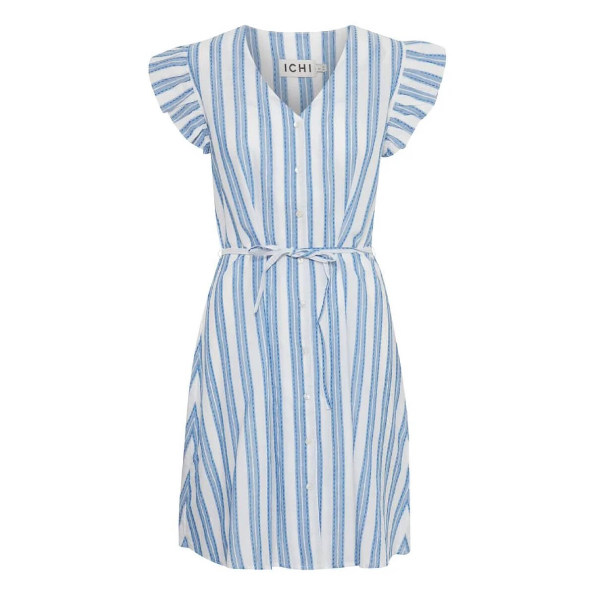 Striped Summer Flutter Sleeve Mini Dress white front | MILK MONEY milkmoney.co | cute clothes for women. womens online clothing. trendy online clothing stores. womens casual clothing online. trendy clothes online. trendy women's clothing online. ladies online clothing stores. trendy women's clothing stores. cute female clothes.