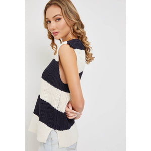 Striped V-Neck Knit Sweater Vest side | MILK MONEY milkmoney.co | cute clothes for women. womens online clothing. trendy online clothing stores. womens casual clothing online. trendy clothes online. trendy women's clothing online. ladies online clothing stores. trendy women's clothing stores. cute female clothes.