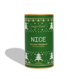 Sugarfina "Nice" Holiday Presents Sprinkle Cookies  green front | MILK MONEY milkmoney.co | cute gifts, cute holiday gifts, cookies