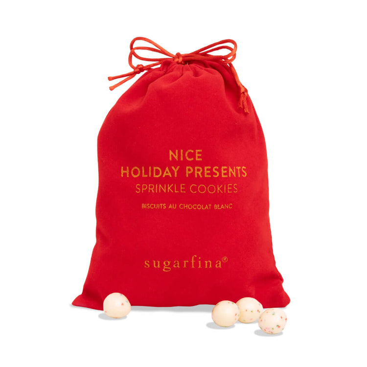 Sugarfina "Nice" Holiday Presents Sprinkle Cookies green front | MILK MONEY milkmoney.co | cute gifts, cute holiday gifts, cookies