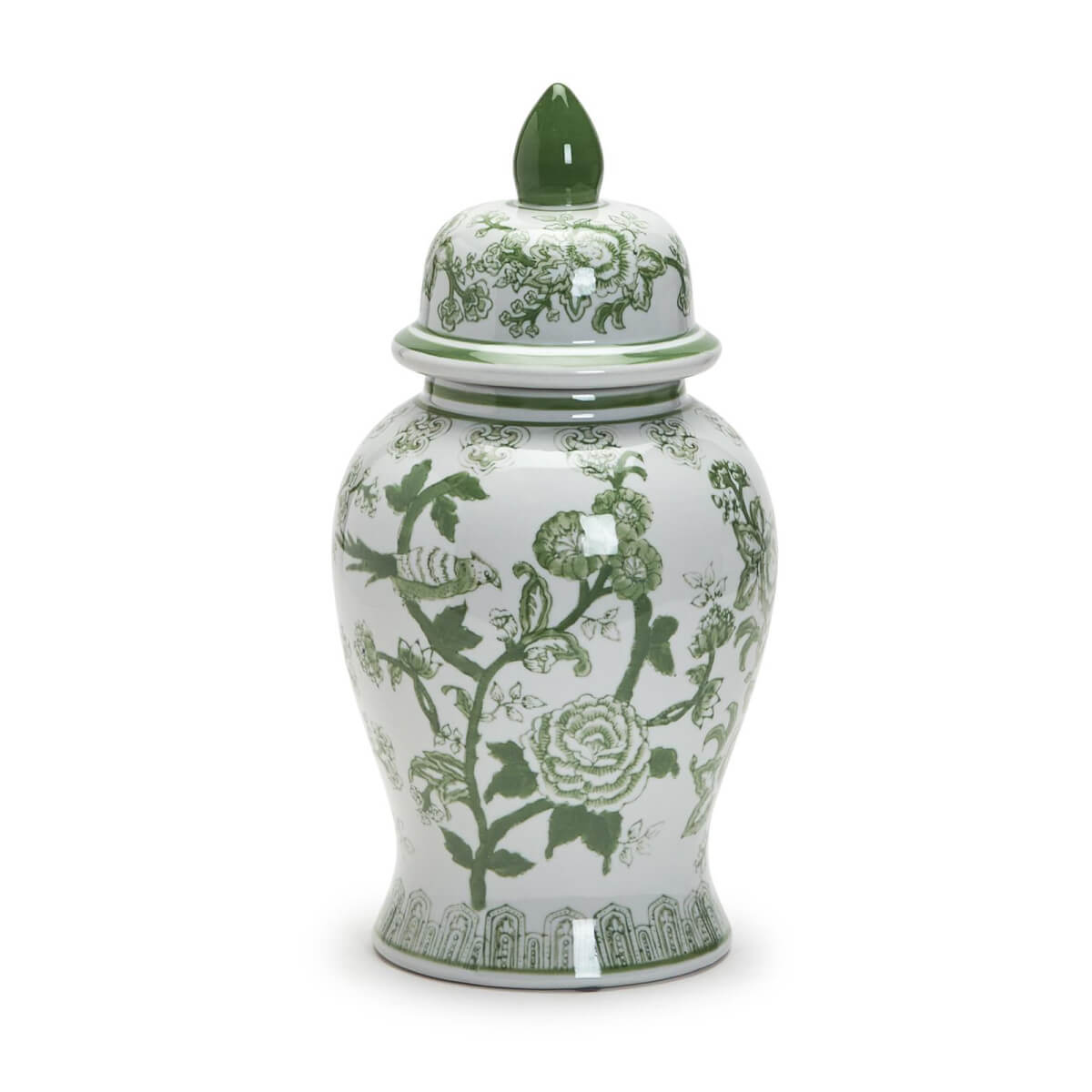 Suzhou Green and White Covered Ceramic Temple Jar