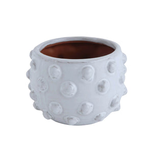 Terracotta Planter with Raised Dots  white front | MILK MONEY milkmoney.co | 	Home decor online, Modern home decor, Luxury home furnishings, Best home decor, Home accessories for sale, Living room furniture sets, Kitchen decor ideas, Wall art for home, Bathroom accessories, Vintage home decor, Minimalist home decor
