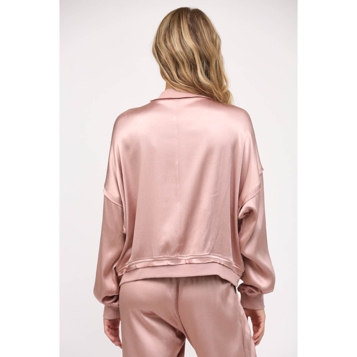 Textured Satin Summer Bomber Jacket pink back | MILK MONEY milkmoney.co | cute jackets for women. cute coats. cool jackets for women. stylish jackets for women. trendy jackets for women. trendy womens coats.