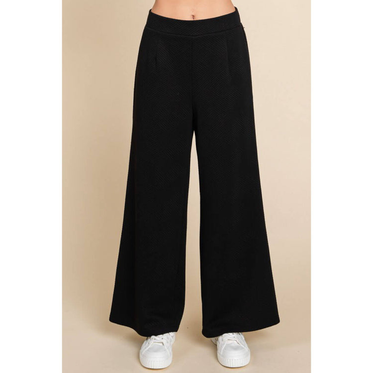 Textured Wide Leg Pants black front | MILK MONEY milkmoney.co | cute pants for women. cute trendy pants.